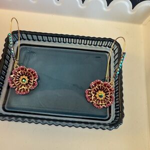 Floral Gold and Pink Earrings